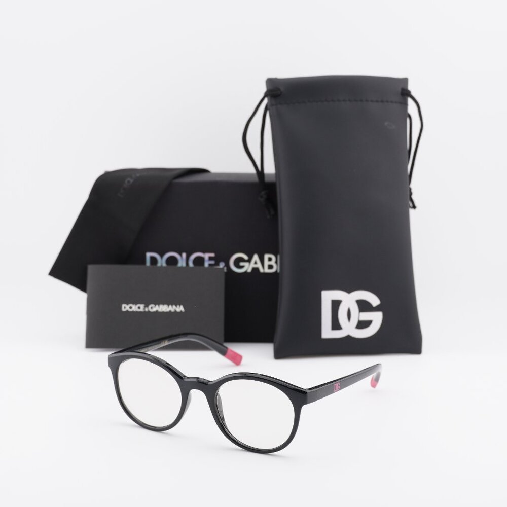 Exclusive Sale! Dolce & Gabbana Kids DX5095 501 Round Eyeglasses - Black 46m